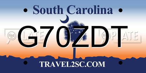 G70ZDT South Carolina License Plate