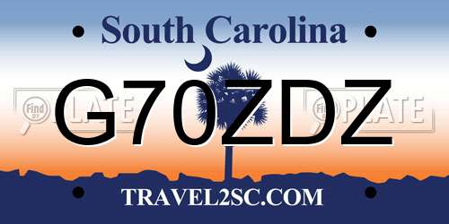 G70ZDZ South Carolina License Plate