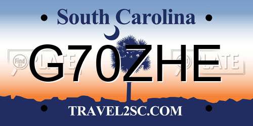 G70ZHE South Carolina License Plate