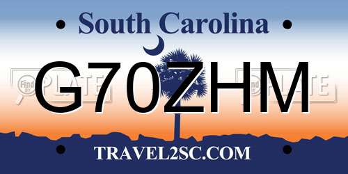 G70ZHM South Carolina License Plate