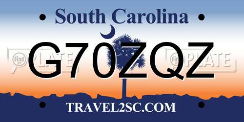 G70ZQZ South Carolina License Plate