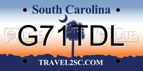G71TDL South Carolina License Plate