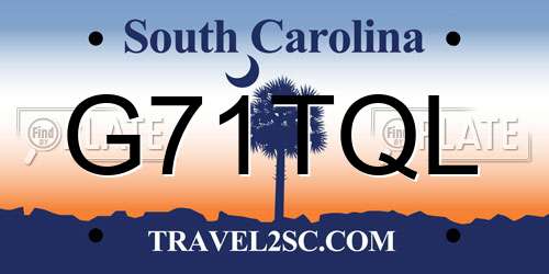 G71TQL South Carolina License Plate