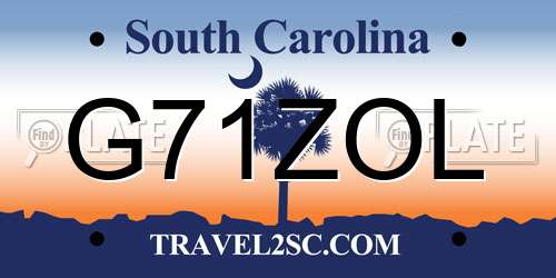 G71ZOL South Carolina License Plate