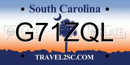 G71ZQL South Carolina License Plate