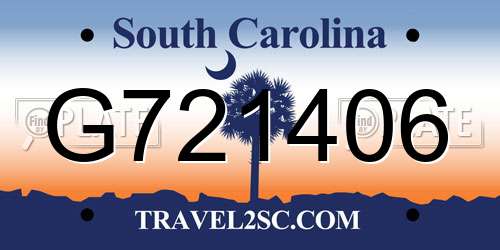 G721406 South Carolina License Plate