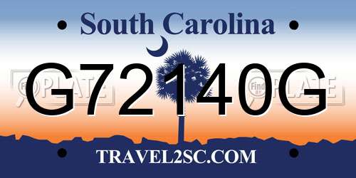 G72140G South Carolina License Plate