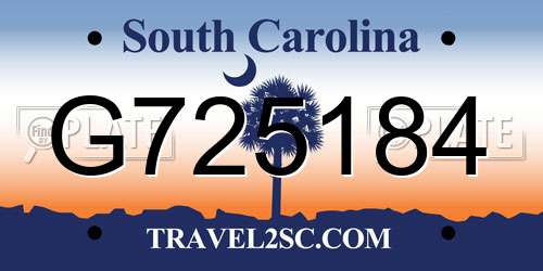 G725184 South Carolina License Plate