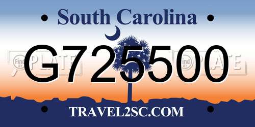 G725500 South Carolina License Plate