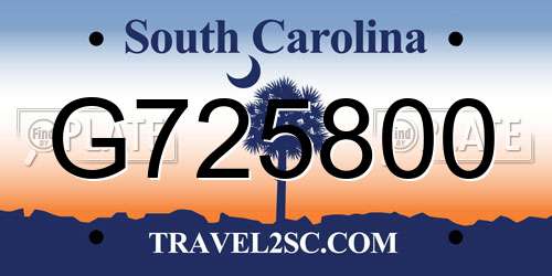 G725800 South Carolina License Plate