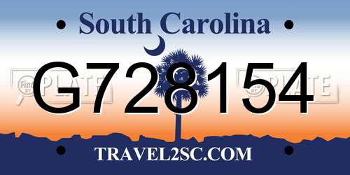 G728154 South Carolina License Plate