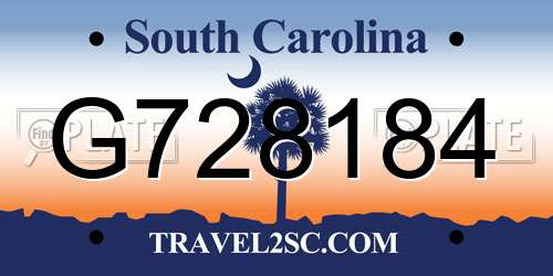 G728184 South Carolina License Plate
