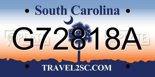 G72818A South Carolina License Plate