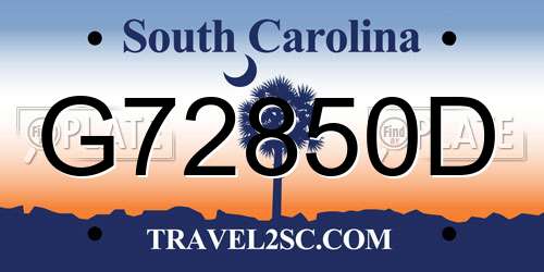 G72850D South Carolina License Plate