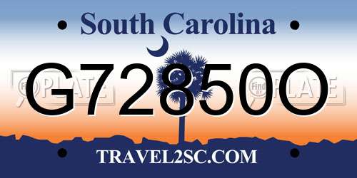G72850O South Carolina License Plate