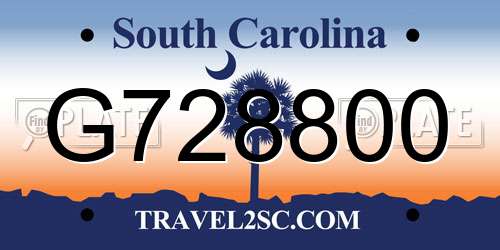 G728800 South Carolina License Plate