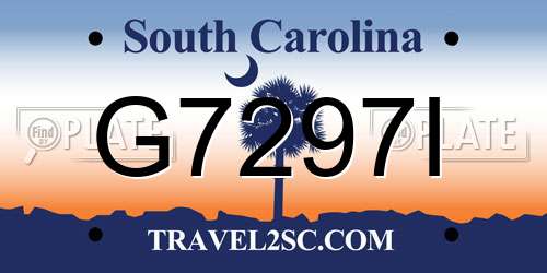 G7297I South Carolina License Plate