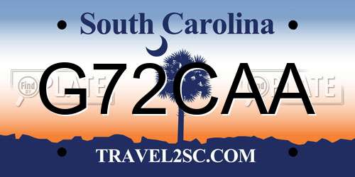 G72CAA South Carolina License Plate