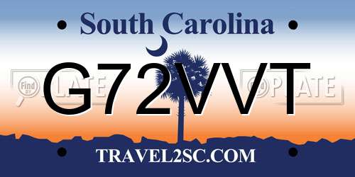 G72VVT South Carolina License Plate