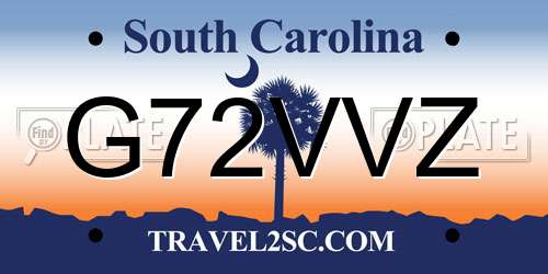 G72VVZ South Carolina License Plate