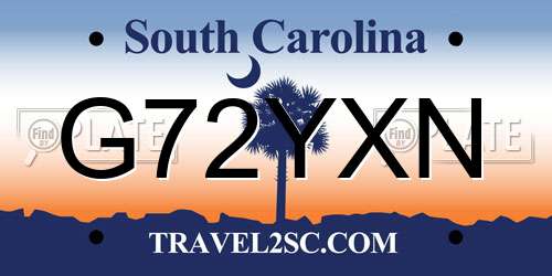 G72YXN South Carolina License Plate