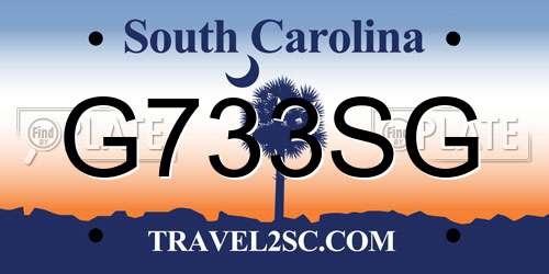 G733SG South Carolina License Plate