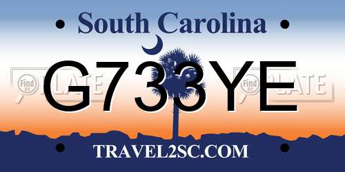 G733YE South Carolina License Plate