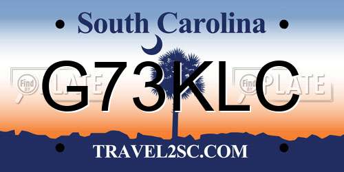 G73KLC South Carolina License Plate
