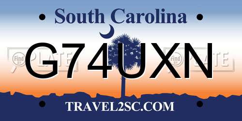 G74UXN South Carolina License Plate