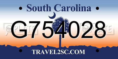 G754028 South Carolina License Plate