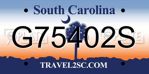 G75402S South Carolina License Plate