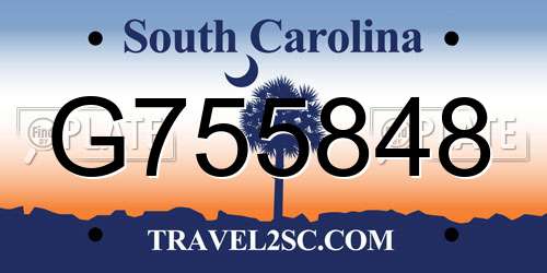 G755848 South Carolina License Plate