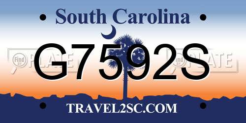 G7592S South Carolina License Plate