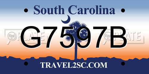 G7597B South Carolina License Plate