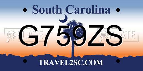 G759ZS South Carolina License Plate