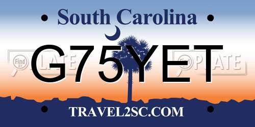 G75YET South Carolina License Plate