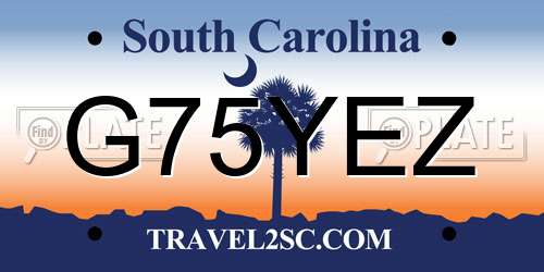 G75YEZ South Carolina License Plate