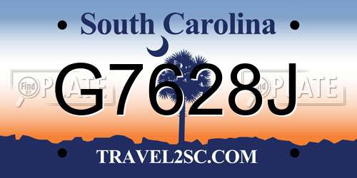 G7628J South Carolina License Plate