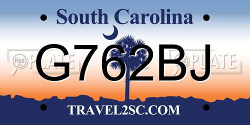 G762BJ South Carolina License Plate