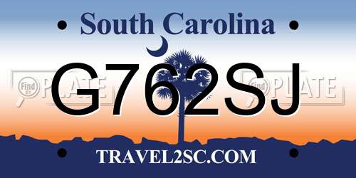 G762SJ South Carolina License Plate