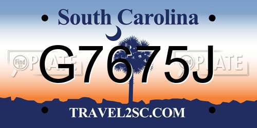 G7675J South Carolina License Plate