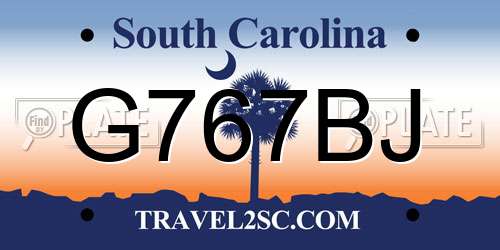 G767BJ South Carolina License Plate