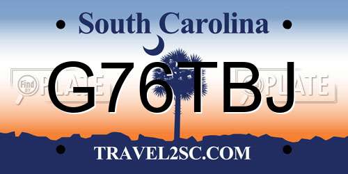 G76TBJ South Carolina License Plate