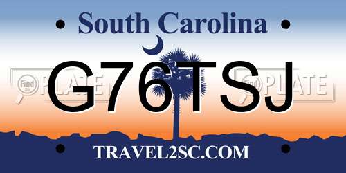 G76TSJ South Carolina License Plate