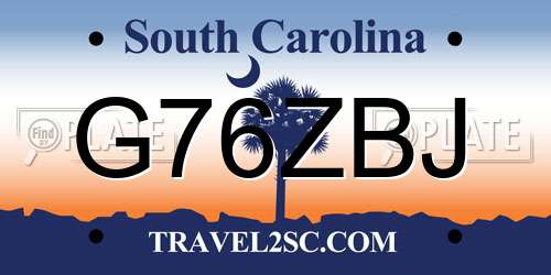 G76ZBJ South Carolina License Plate