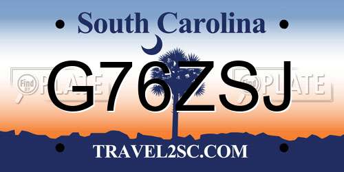G76ZSJ South Carolina License Plate
