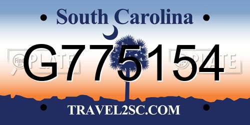 G775154 South Carolina License Plate