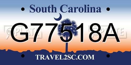 G77518A South Carolina License Plate