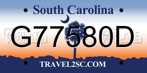 G77580D South Carolina License Plate