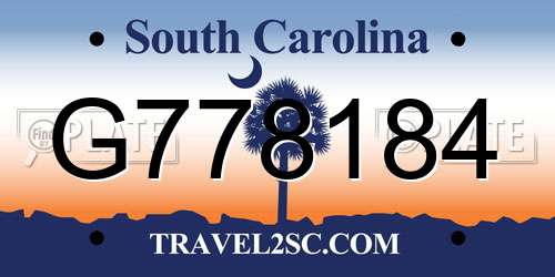 G778184 South Carolina License Plate